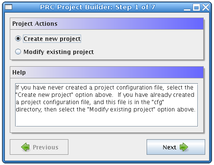 Project Builder Step 1 Screenshot